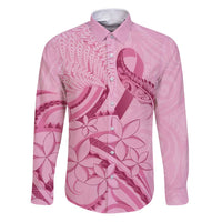Aotearoa Maori Family Matching Puletasi and Hawaiian Shirt Pink Fern Ribbons LT7 Dad's Shirt - Long Sleeve Pink - Polynesian Pride