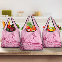 Aotearoa Maori Grocery Bag Pink Fern Ribbons LT7 3-pack One Size Pink - Polynesian Pride