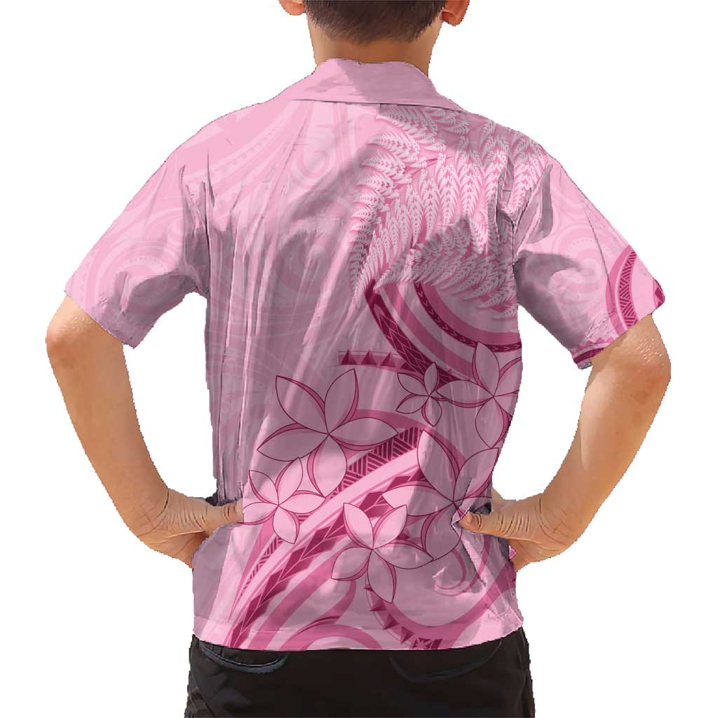 Aotearoa Maori Kid Hawaiian Shirt Pink Fern Ribbons - Polynesian Pride