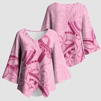 Aotearoa Maori Kimono Sleeve Blouse Pink Fern Ribbons - Polynesian Pride