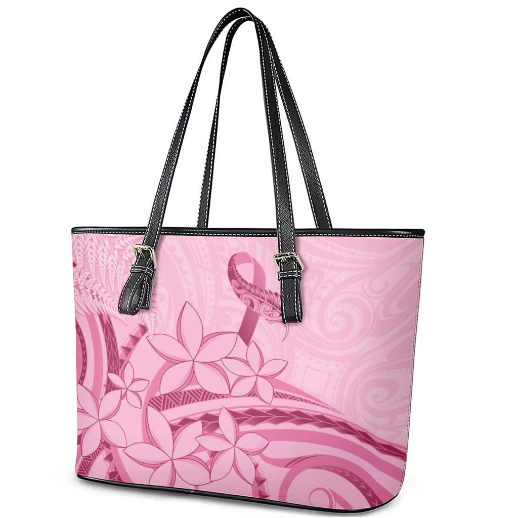 Aotearoa Maori Leather Tote Bag Pink Fern Ribbons - Polynesian Pride