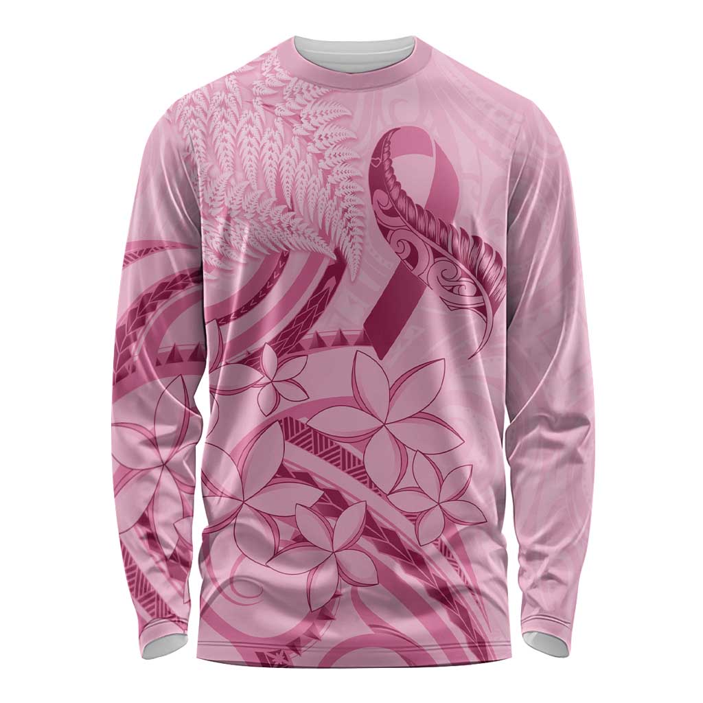Aotearoa Maori Long Sleeve Shirt Pink Fern Ribbons LT7 Unisex Pink - Polynesian Pride