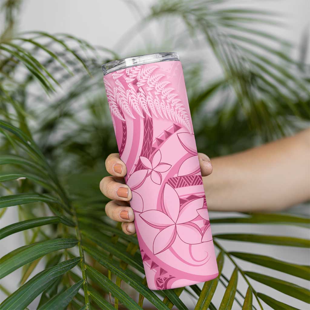Aotearoa Maori Skinny Tumbler Pink Fern Ribbons - Polynesian Pride