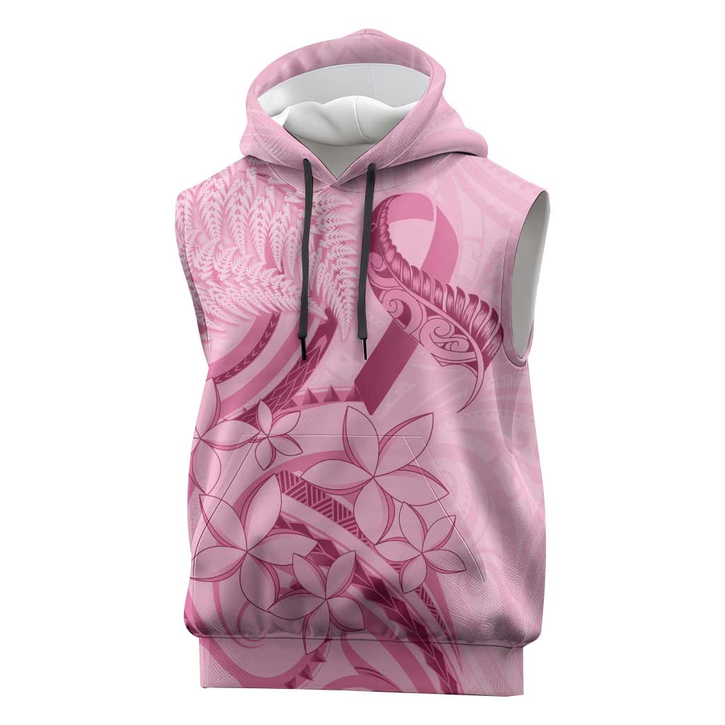 Aotearoa Maori Sleeveless Hoodie Pink Fern Ribbons LT7 Pink - Polynesian Pride