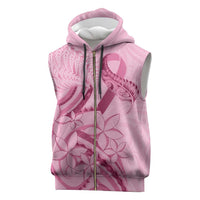 Aotearoa Maori Sleeveless Zip Hoodie Pink Fern Ribbons - Polynesian Pride