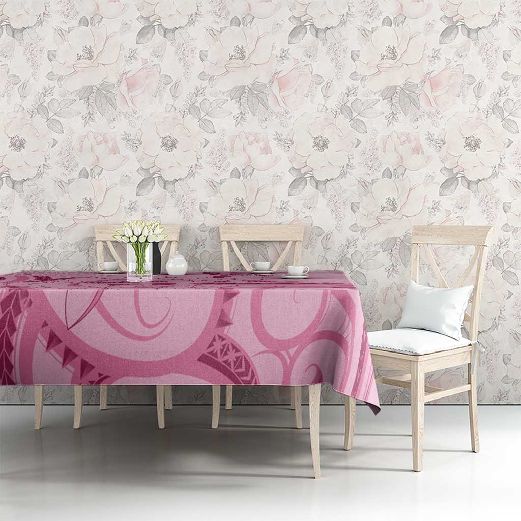 Aotearoa Maori Tablecloth Pink Fern Ribbons - Polynesian Pride