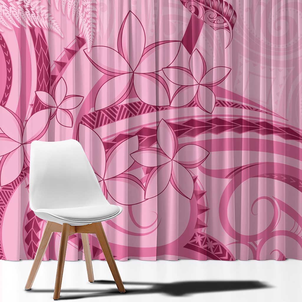 Aotearoa Maori Window Curtain Pink Fern Ribbons LT7 - Polynesian Pride