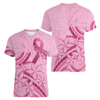 Aotearoa Maori Women V-Neck T-Shirt Pink Fern Ribbons LT7 - Polynesian Pride