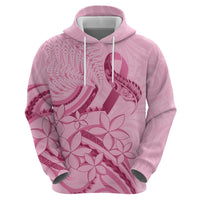 Aotearoa Maori Zip Hoodie Pink Fern Ribbons - Polynesian Pride