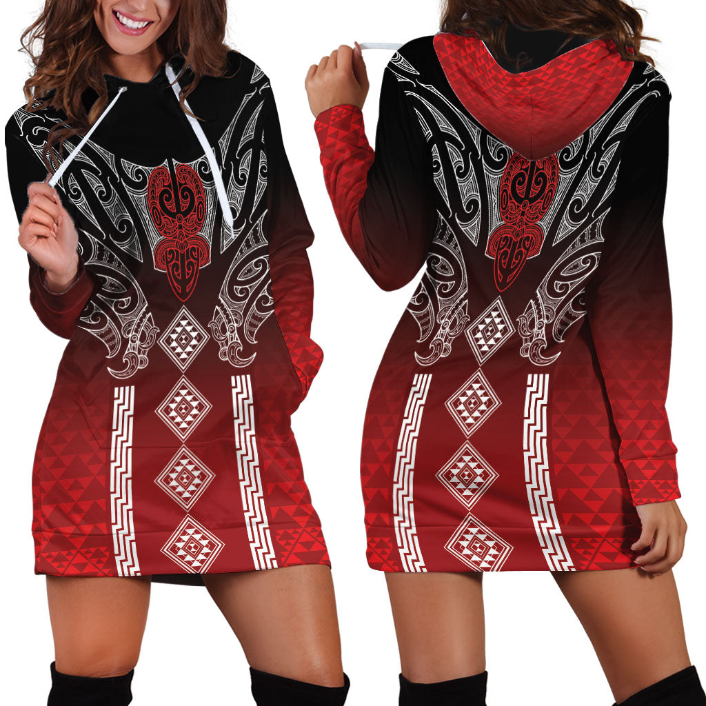 Aotearoa Maori Iwi Heritage Hoodie Dress Ngapuhi Kokowai LT7 - Polynesian Pride