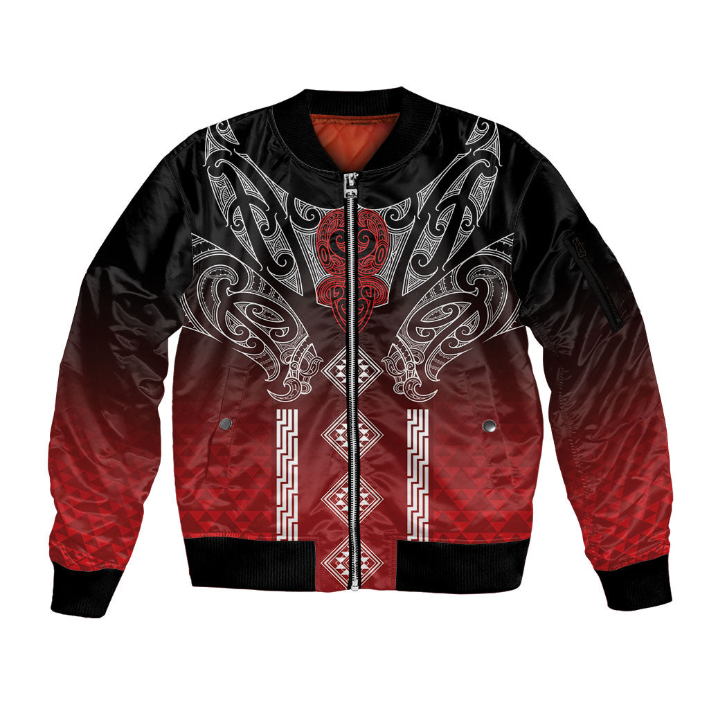 Aotearoa Maori Iwi Heritage Sleeve Zip Bomber Jacket Ngapuhi Kokowai LT7 Unisex Red - Polynesian Pride