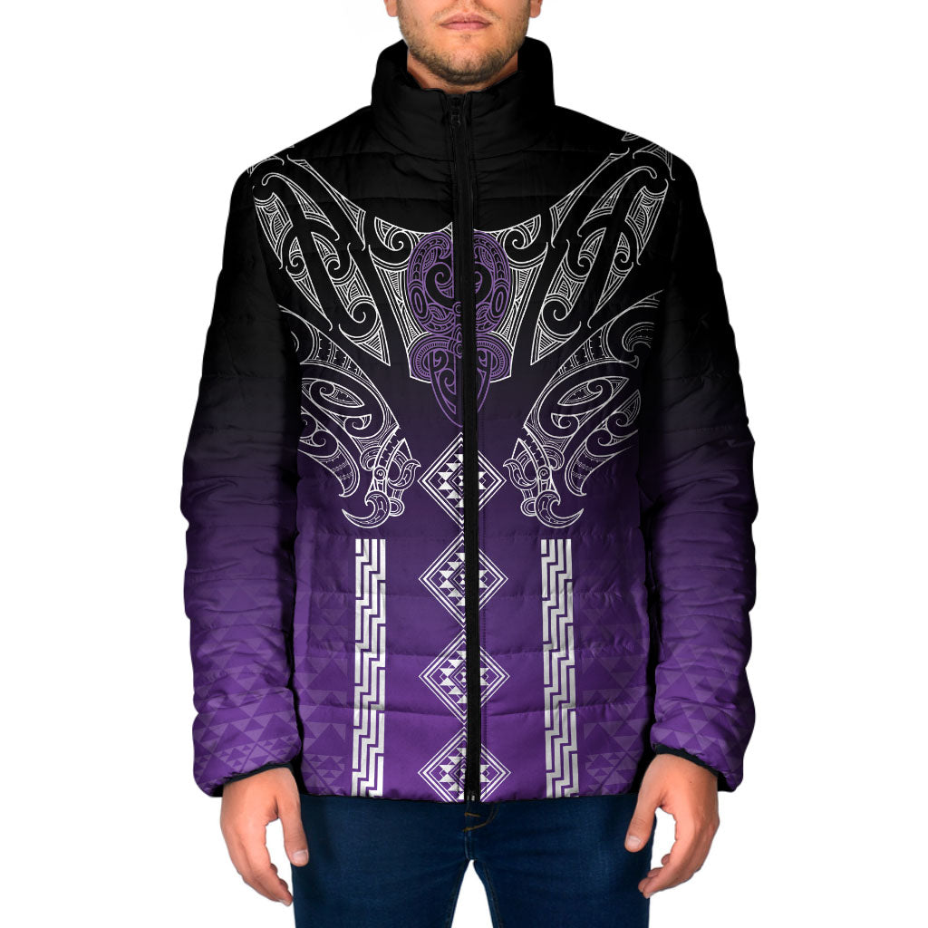 Aotearoa Maori Iwi Heritage Padded Jacket Ngati Porou Waiporoporo LT7 Men Purple - Polynesian Pride