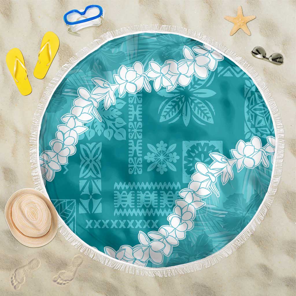 Hawaii Aloha Beach Blanket Teal Quilt Patch Work Mix Plumeria Lei LT7 One Size 150cm Teal - Polynesian Pride