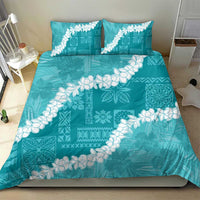 Hawaii Aloha Bedding Set Teal Quilt Patch Work Mix Plumeria Lei