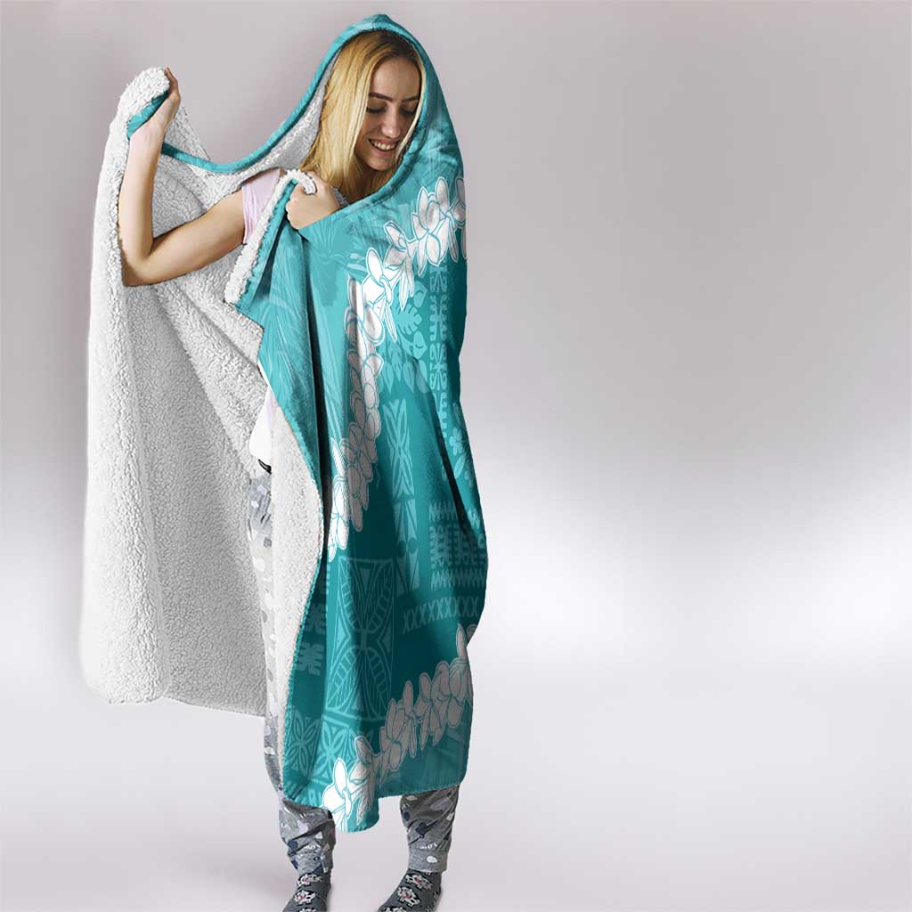 Hawaii Aloha Hooded Blanket Teal Quilt Patch Work Mix Plumeria Lei LT7 - Polynesian Pride