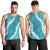 Hawaii Aloha Men Tank Top Teal Quilt Patch Work Mix Plumeria Lei