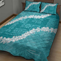 Hawaii Aloha Quilt Bed Set Teal Quilt Patch Work Mix Plumeria Lei LT7 - Polynesian Pride