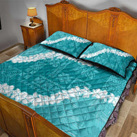 Hawaii Aloha Quilt Bed Set Teal Quilt Patch Work Mix Plumeria Lei LT7 - Polynesian Pride
