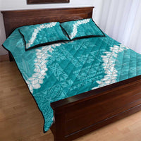 Hawaii Aloha Quilt Bed Set Teal Quilt Patch Work Mix Plumeria Lei LT7 - Polynesian Pride