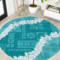 Hawaii Aloha Round Carpet Teal Quilt Patch Work Mix Plumeria Lei LT7 Teal - Polynesian Pride