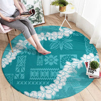 Hawaii Aloha Round Carpet Teal Quilt Patch Work Mix Plumeria Lei LT7 - Polynesian Pride