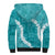 Hawaii Aloha Sherpa Hoodie Teal Quilt Patch Work Mix Plumeria Lei