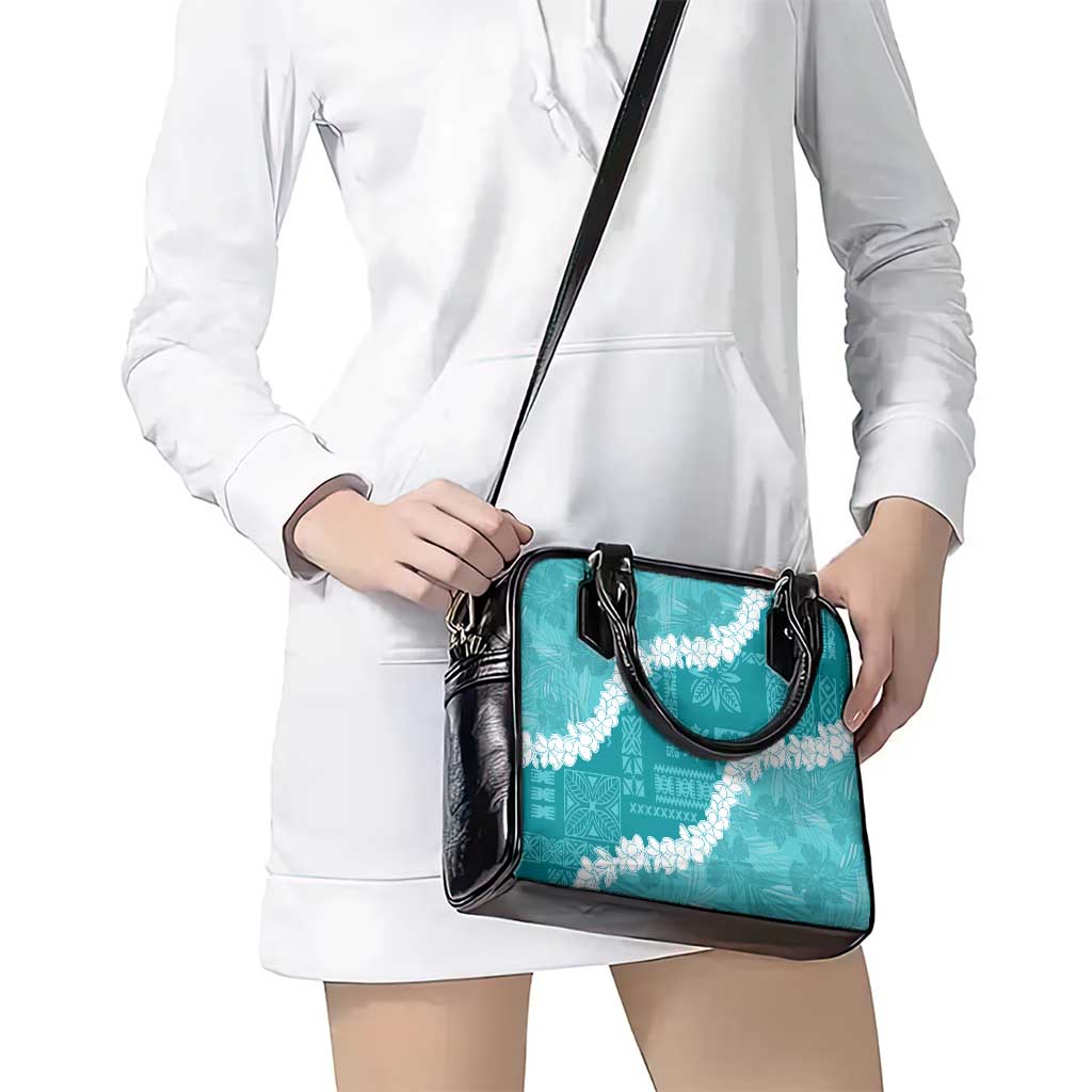 Hawaii Aloha Shoulder Handbag Teal Quilt Patch Work Mix Plumeria Lei LT7 - Polynesian Pride