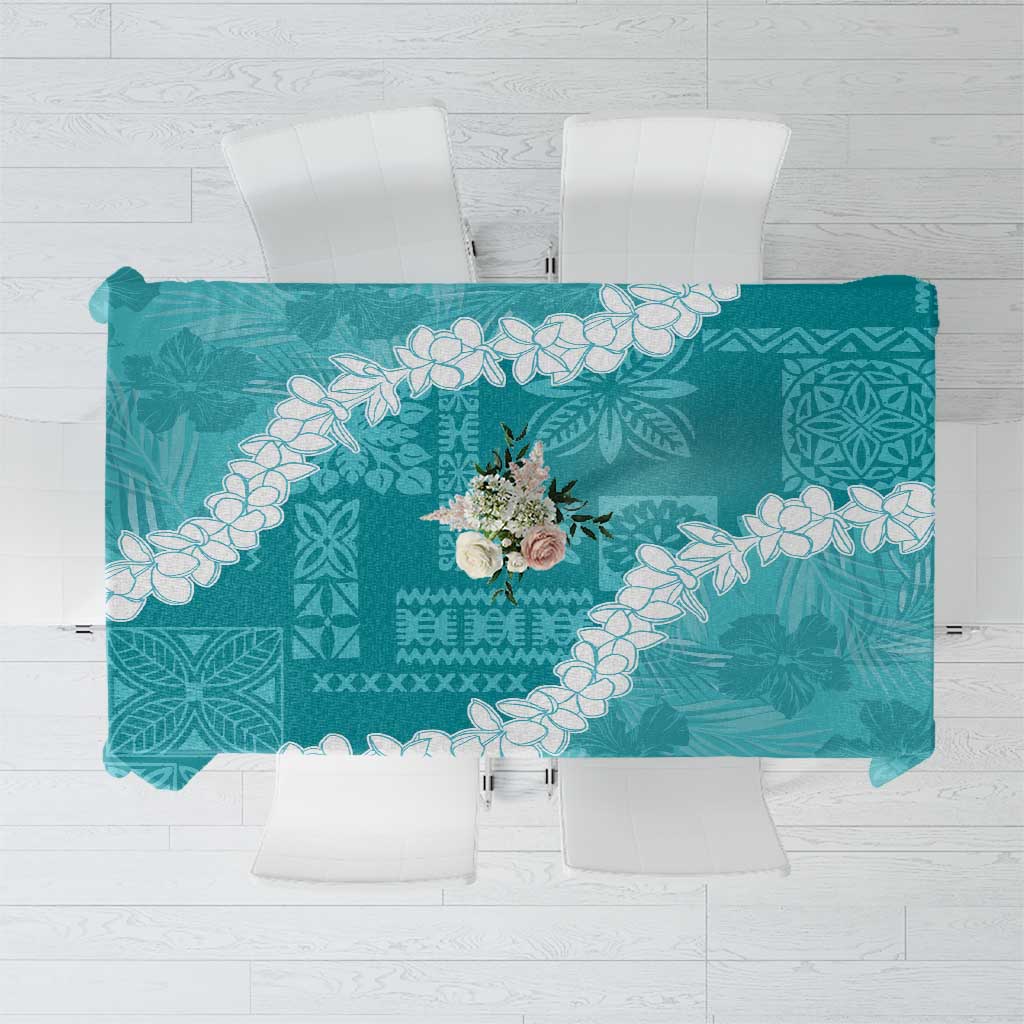 Hawaii Aloha Tablecloth Teal Quilt Patch Work Mix Plumeria Lei LT7 Teal - Polynesian Pride