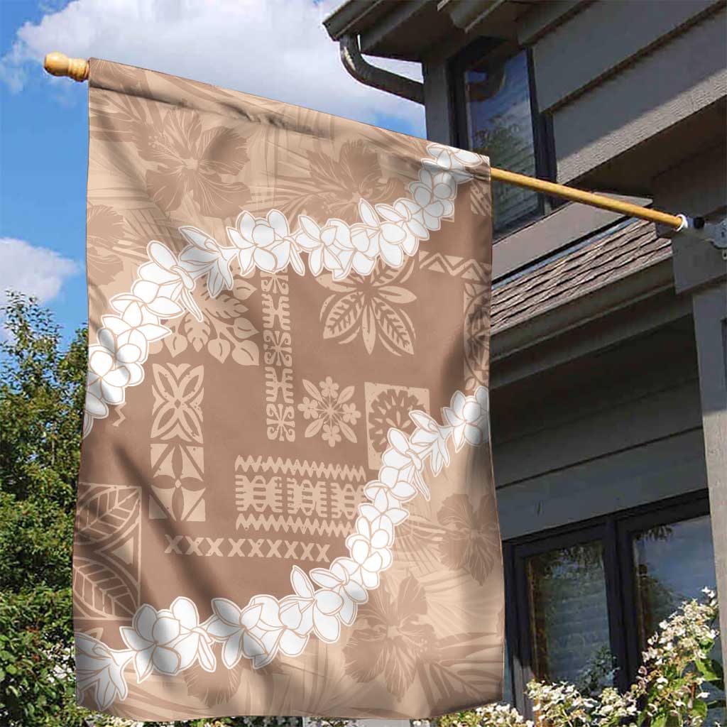 Hawaii Aloha Garden Flag Beige Quilt Patch Work Mix Plumeria Lei LT7 - Polynesian Pride