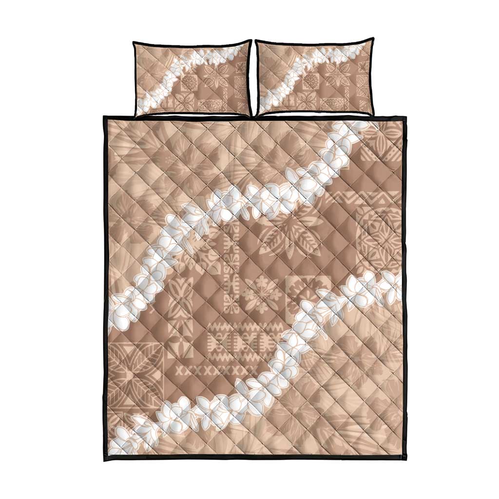 Hawaii Aloha Quilt Bed Set Beige Quilt Patch Work Mix Plumeria Lei LT7 - Polynesian Pride