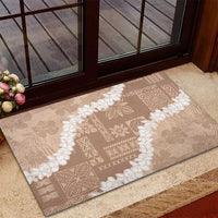Hawaii Aloha Rubber Doormat Beige Quilt Patch Work Mix Plumeria Lei LT7 - Polynesian Pride