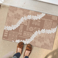 Hawaii Aloha Rubber Doormat Beige Quilt Patch Work Mix Plumeria Lei LT7 - Polynesian Pride