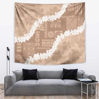 Hawaii Aloha Tapestry Beige Quilt Patch Work Mix Plumeria Lei LT7 Beige - Polynesian Pride