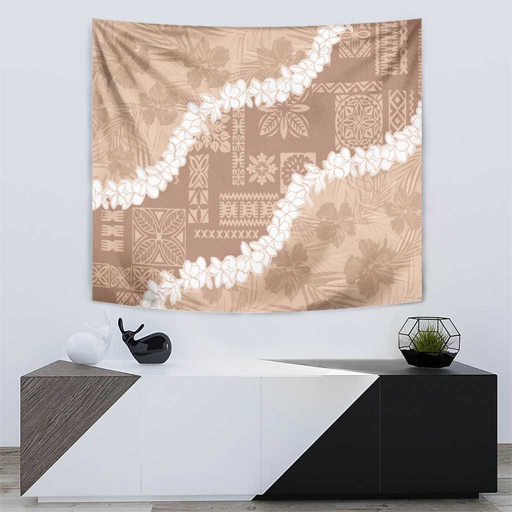 Hawaii Aloha Tapestry Beige Quilt Patch Work Mix Plumeria Lei LT7 - Polynesian Pride