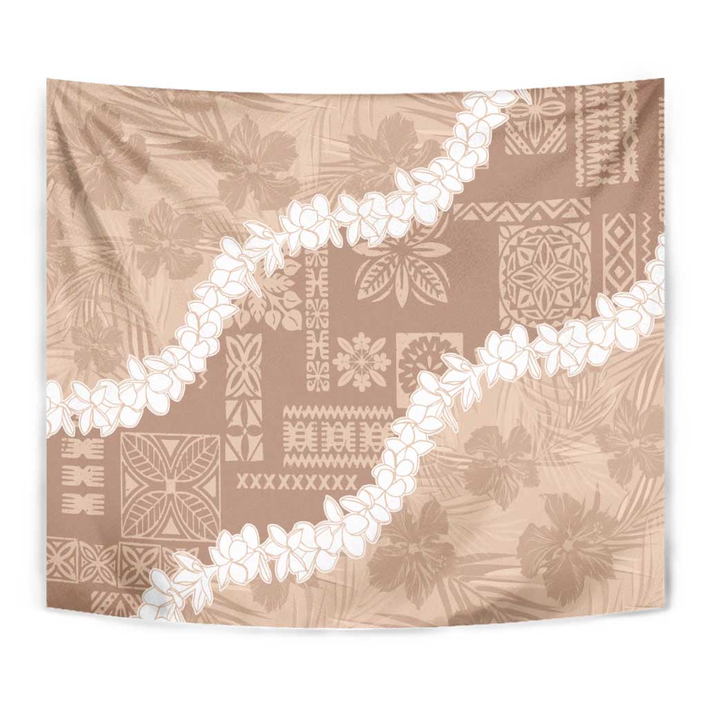 Hawaii Aloha Tapestry Beige Quilt Patch Work Mix Plumeria Lei LT7 - Polynesian Pride