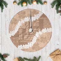 Hawaii Aloha Tree Skirt Beige Quilt Patch Work Mix Plumeria Lei