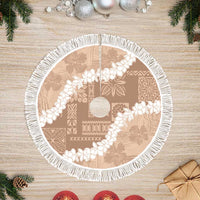 Hawaii Aloha Tree Skirt Beige Quilt Patch Work Mix Plumeria Lei