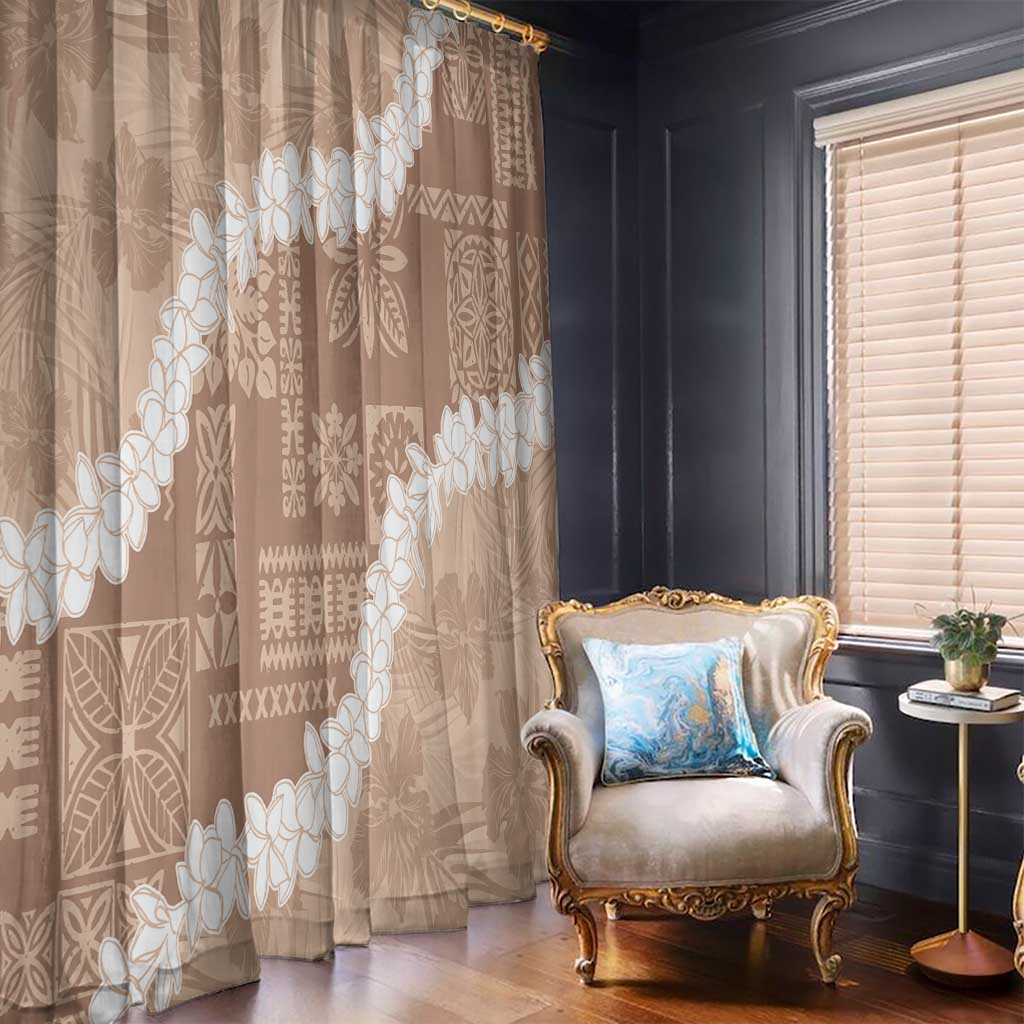 Hawaii Aloha Window Curtain Beige Quilt Patch Work Mix Plumeria Lei LT7 - Polynesian Pride