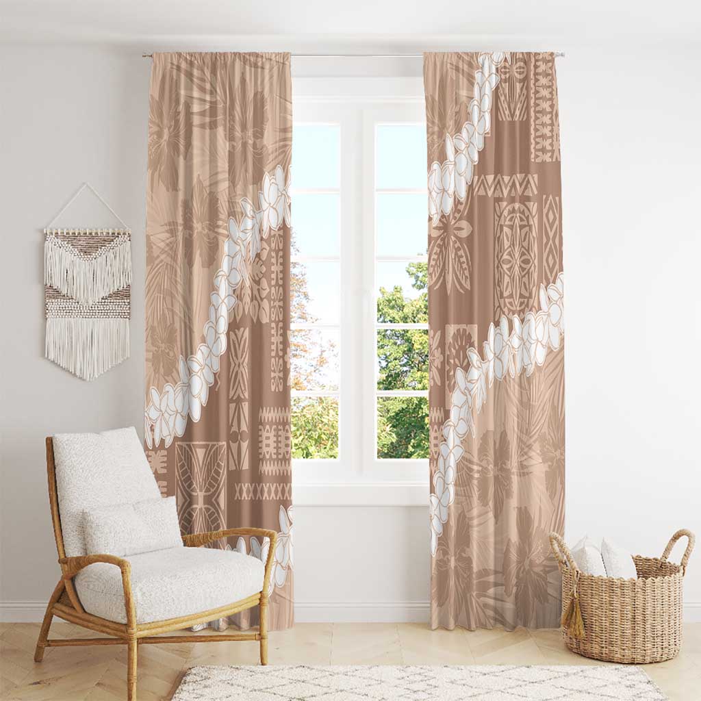 Hawaii Aloha Window Curtain Beige Quilt Patch Work Mix Plumeria Lei LT7 - Polynesian Pride