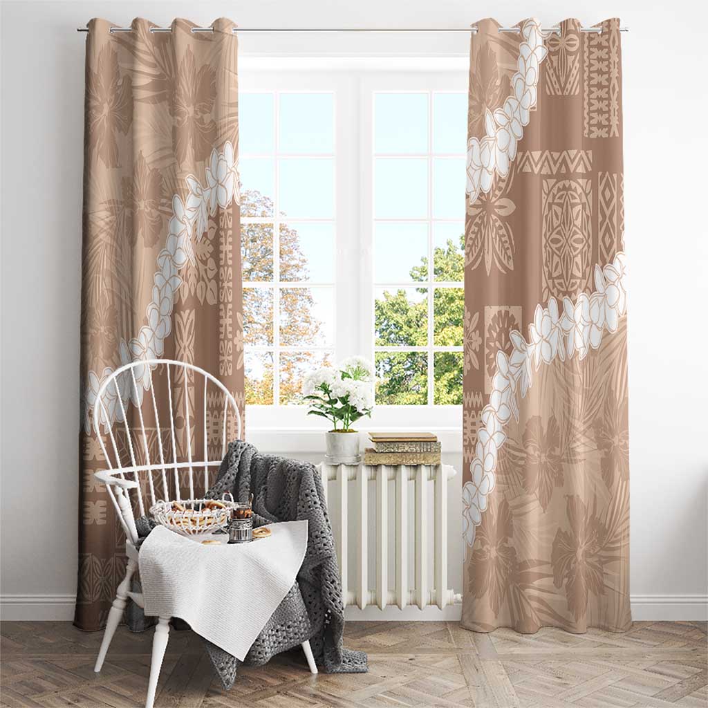 Hawaii Aloha Window Curtain Beige Quilt Patch Work Mix Plumeria Lei LT7 - Polynesian Pride