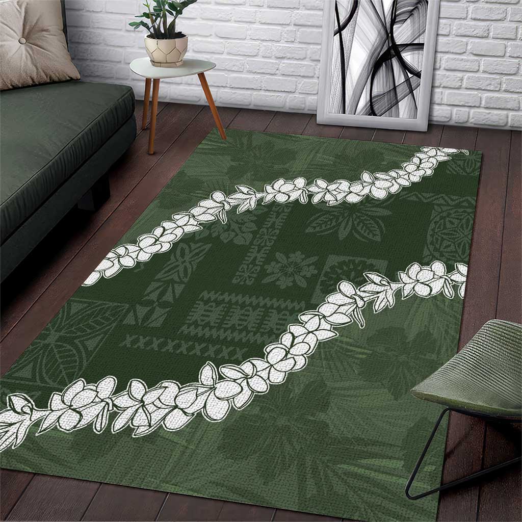 Hawaii Aloha Area Rug Sage Quilt Patch Work Mix Plumeria Lei