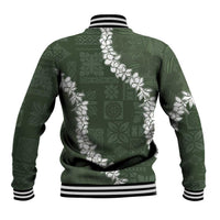 Hawaii Aloha Baseball Jacket Sage Quilt Patch Work Mix Plumeria Lei LT7 - Polynesian Pride