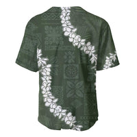 Hawaii Aloha Baseball Jersey Sage Quilt Patch Work Mix Plumeria Lei LT7 - Polynesian Pride