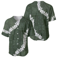 Hawaii Aloha Baseball Jersey Sage Quilt Patch Work Mix Plumeria Lei LT7 - Polynesian Pride