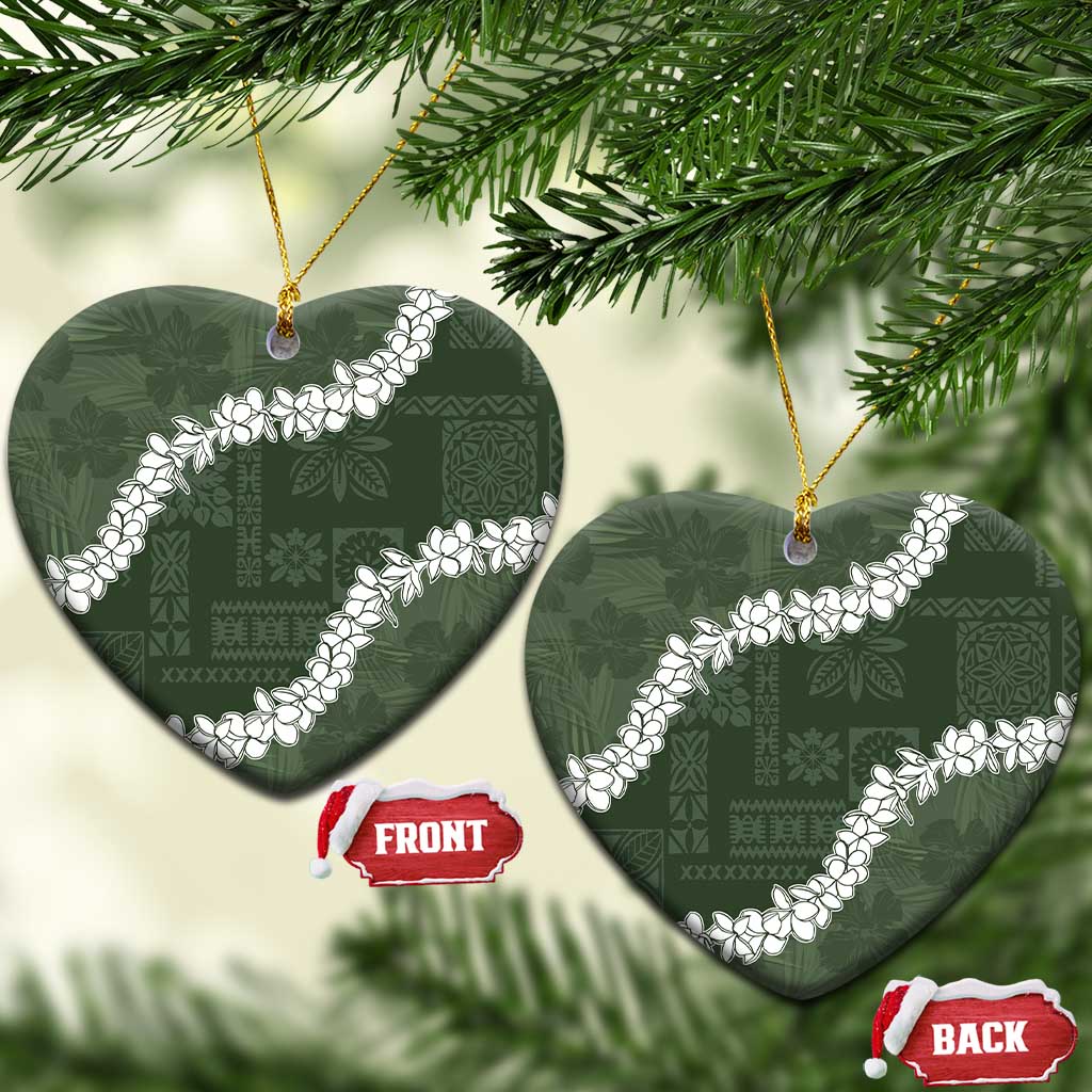 Hawaii Aloha Ceramic Ornament Sage Quilt Patch Work Mix Plumeria Lei