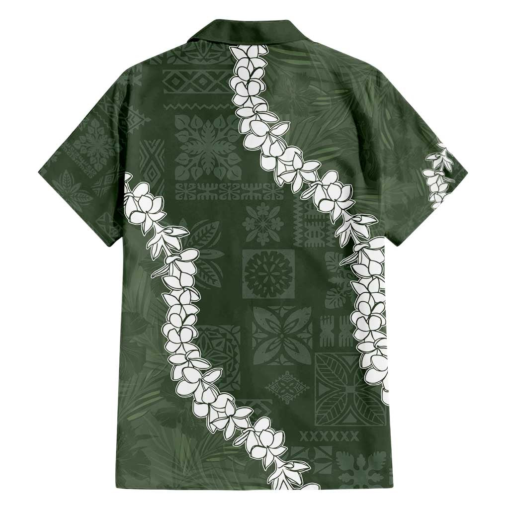 Hawaii Aloha Family Matching Off Shoulder Maxi Dress and Hawaiian Shirt Sage Quilt Patch Work Mix Plumeria Lei LT7 - Polynesian Pride