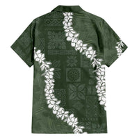 Hawaii Aloha Family Matching Off Shoulder Maxi Dress and Hawaiian Shirt Sage Quilt Patch Work Mix Plumeria Lei LT7 - Polynesian Pride