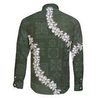 Hawaii Aloha Family Matching Puletasi and Hawaiian Shirt Sage Quilt Patch Work Mix Plumeria Lei LT7 - Polynesian Pride
