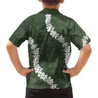 Hawaii Aloha Family Matching Summer Maxi Dress and Hawaiian Shirt Sage Quilt Patch Work Mix Plumeria Lei LT7 - Polynesian Pride