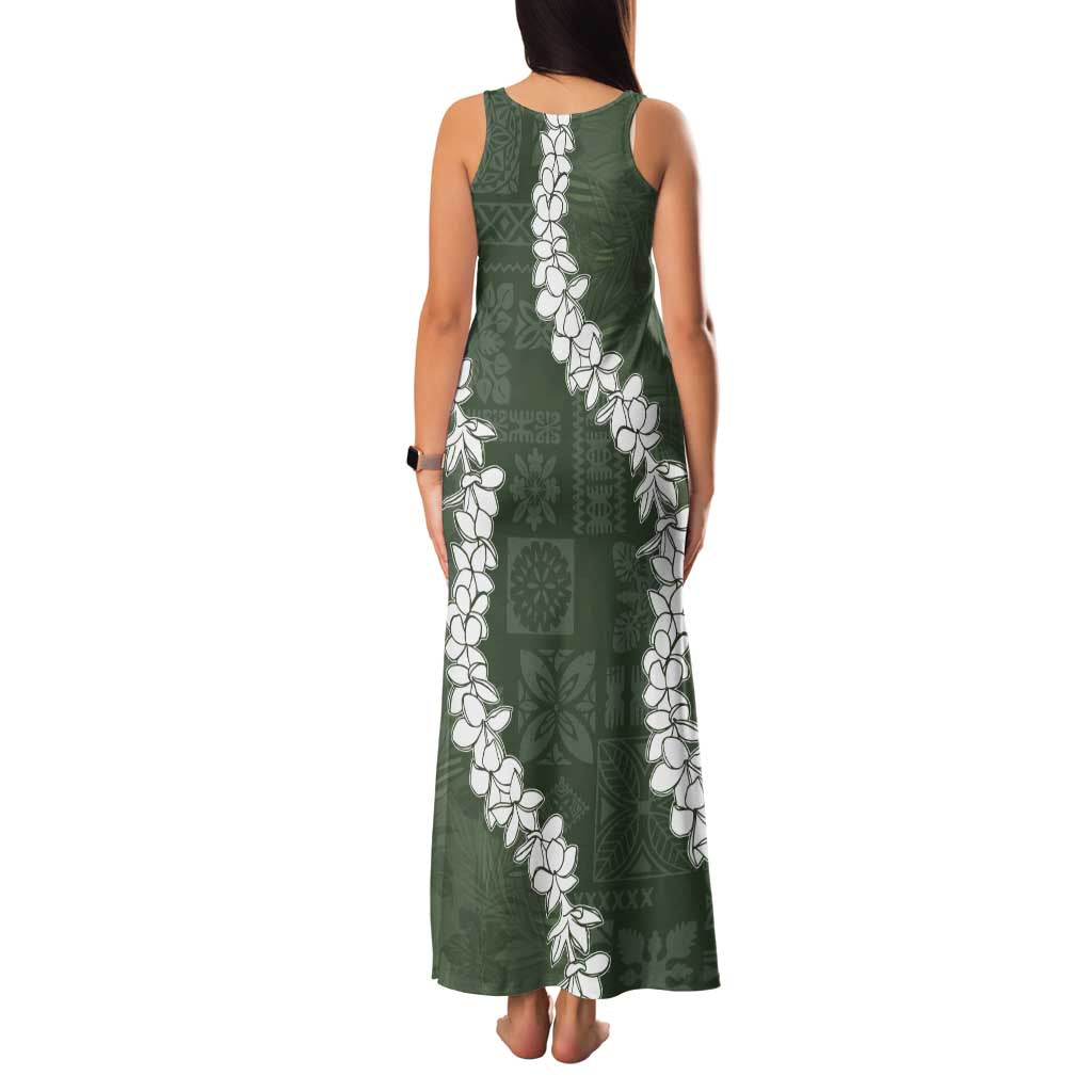 Hawaii Aloha Family Matching Tank Maxi Dress and Hawaiian Shirt Sage Quilt Patch Work Mix Plumeria Lei
